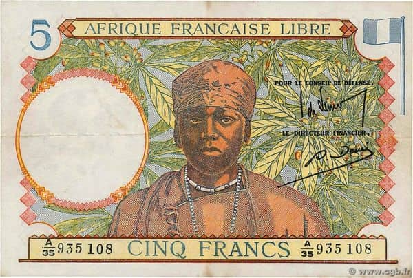 5 Francs from French Equatorial Africa