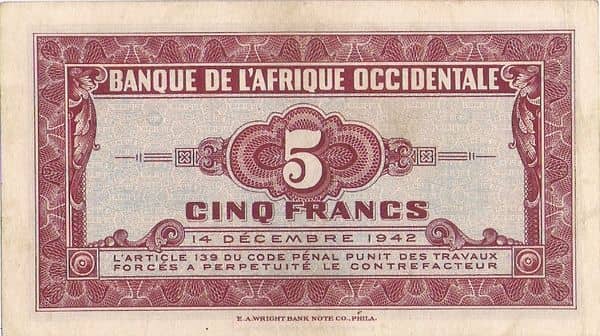 5 Francs from French West Africa