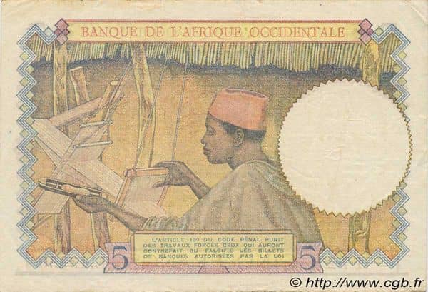 5 Francs from French West Africa