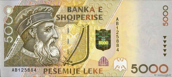 5000 Leke from Albania