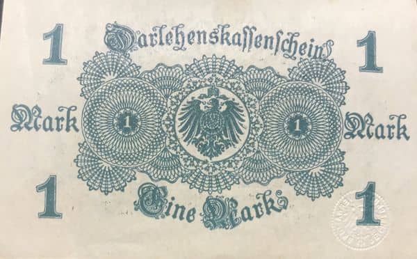1 Mark Darlehenskassenschein from Germany-Empire