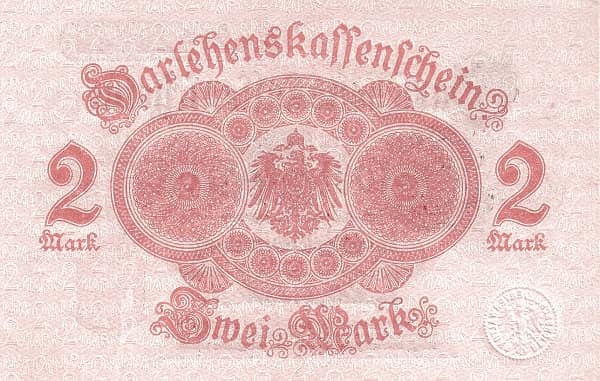 2 Mark Darlehenskassenschein from Germany-Empire