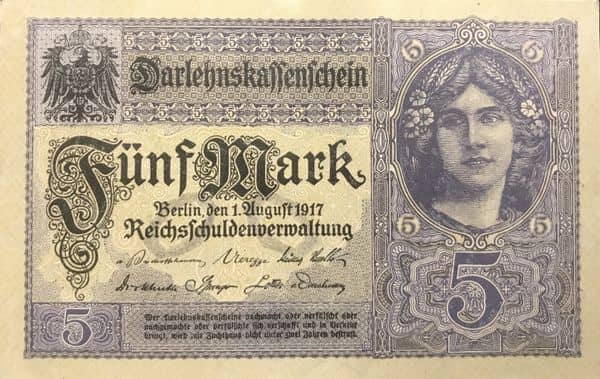 5 Mark Darlehnskassenschein from Germany-Empire