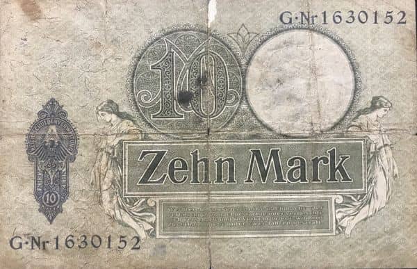 10 Mark Reichskassenschein from Germany-Empire