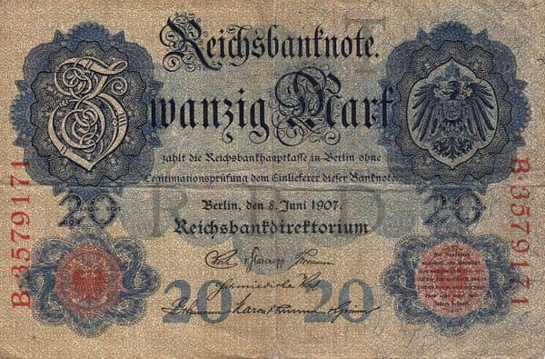 20 Mark Reichsbanknote from Germany-Empire