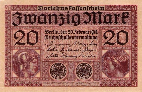 20 Mark Darlehnskassenschein from Germany-Empire