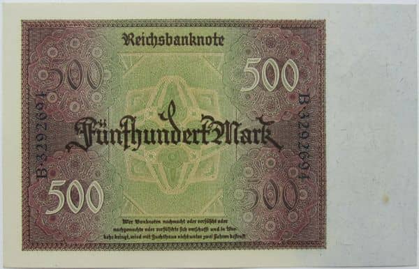 500 Mark Reichsbanknote from Germany-Empire