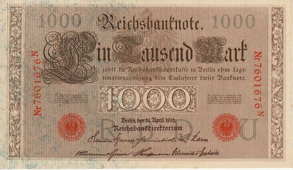 1000 Mark Reichsbanknote from Germany-Empire