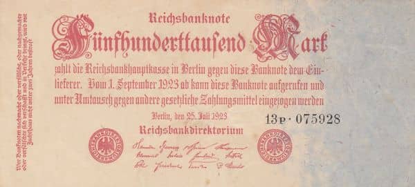 500000 Mark Reichsbanknote from Germany-Empire