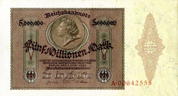 5000000 Mark Reichsbanknote from Germany-Empire