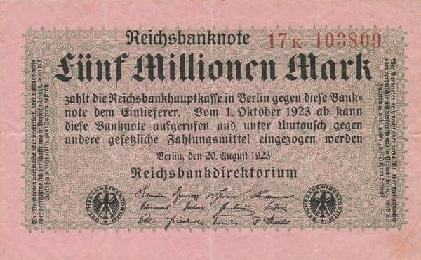 5000000 Mark Reichsbanknote from Germany-Empire