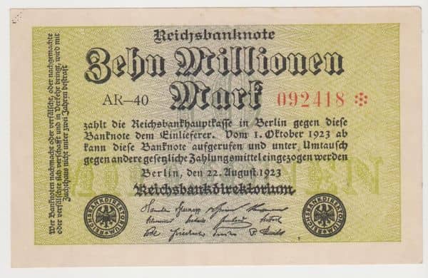 10000000 Mark Reichsbanknote from Germany-Empire
