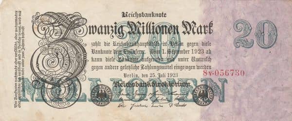 20000000 Mark Reichsbanknote from Germany-Empire
