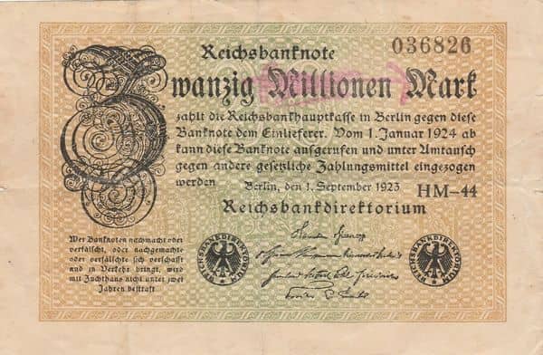 20000000 Mark Reichsbanknote from Germany-Empire