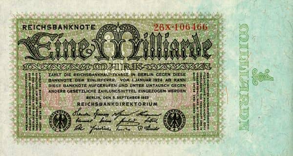 1000000000 Mark Reichbanknote from Germany-Empire