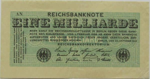 1000000000 Mark Reichsbanknote from Germany-Empire