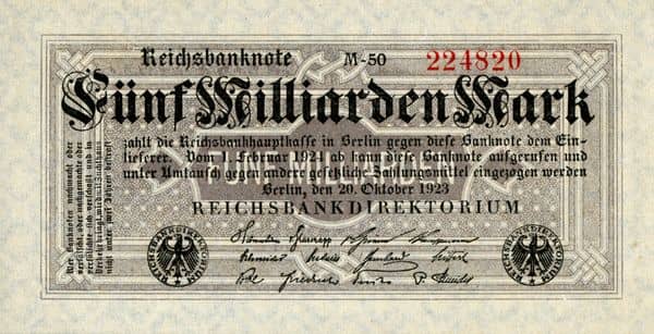 5000000000 Mark Reichsbanknote from Germany-Empire