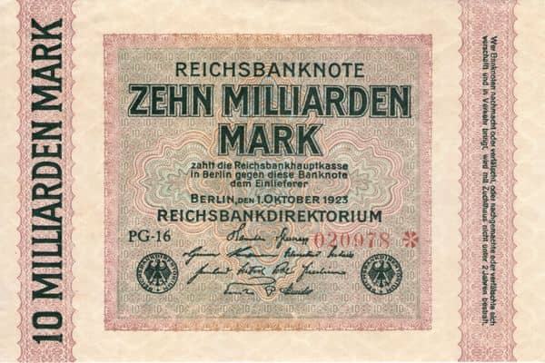 10000000000 Mark Reichbanknote from Germany-Empire