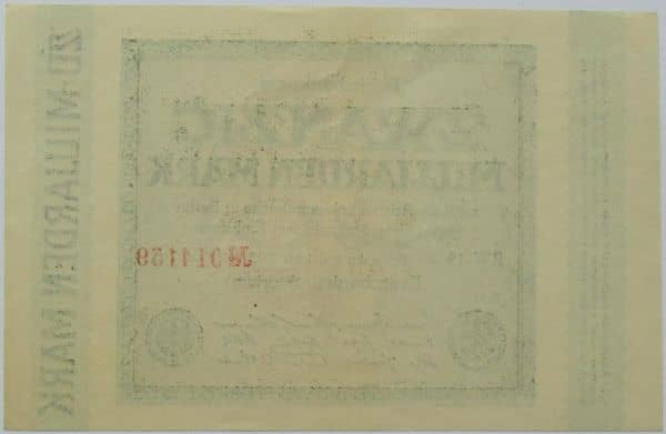 20000000000 Mark Reichsbanknote from Germany-Empire