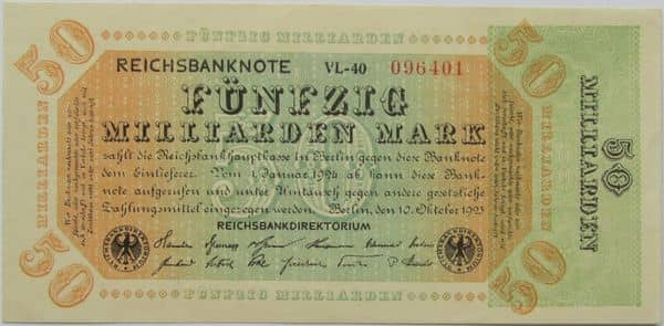 50000000000 Mark Reichsbanknote from Germany-Empire