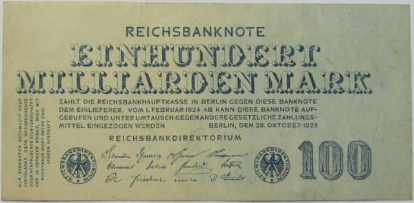 100000000000 Mark Reichsbanknote from Germany-Empire