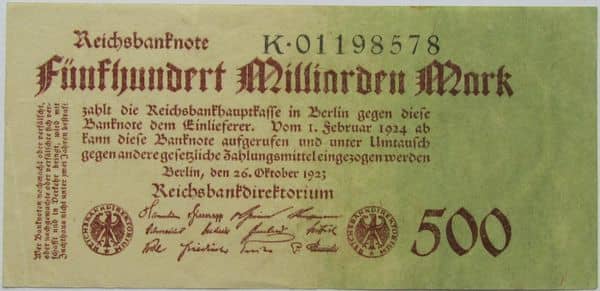500000000000 Mark Reichsbanknote from Germany-Empire