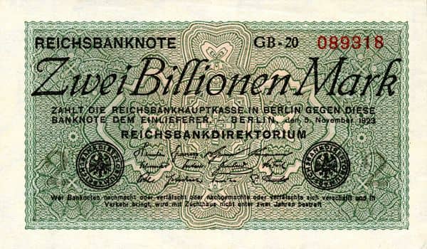 2000000000000 Mark Reichsbanknote from Germany-Empire