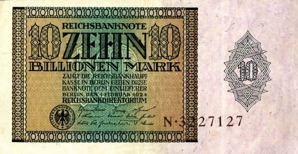 10000000000000 Mark Reichsbanknote from Germany-Empire