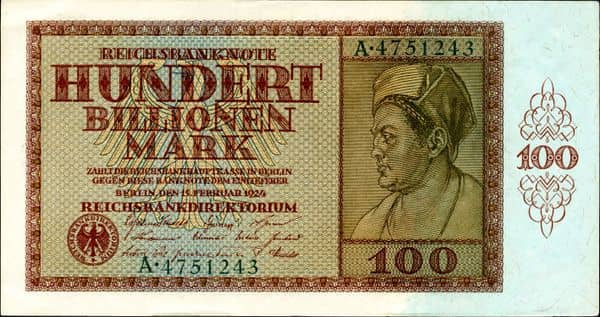 100000000000000 Mark Reichsbanknote from Germany-Empire