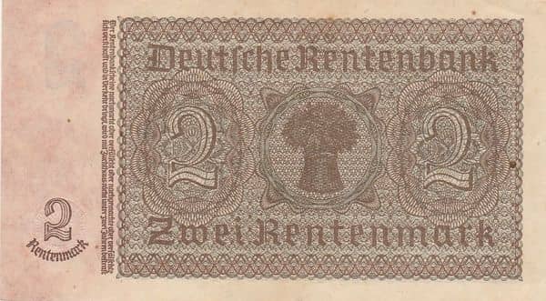 2 Rentenmark Rentenbank from Germany-Empire