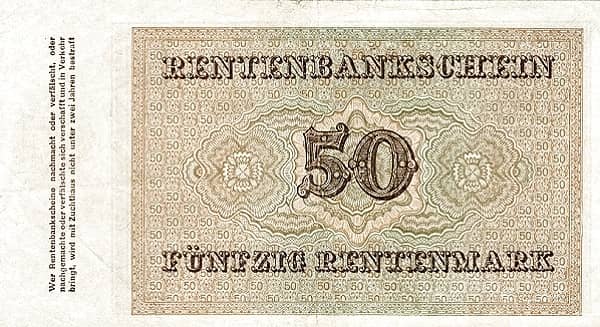 50 Rentenmark Rentenbank from Germany-Empire