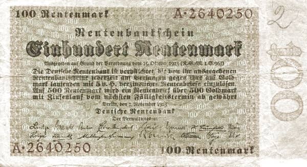 100 Rentenmark Rentenbank from Germany-Empire