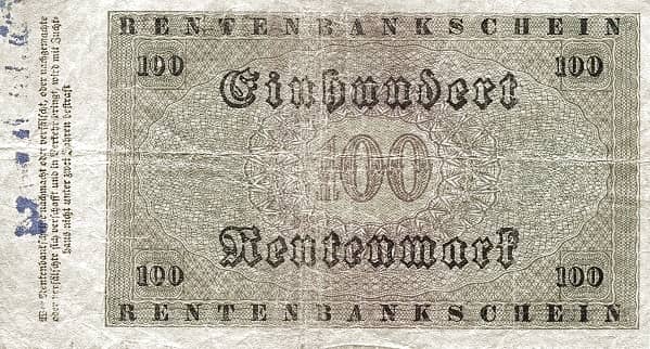 100 Rentenmark Rentenbank from Germany-Empire