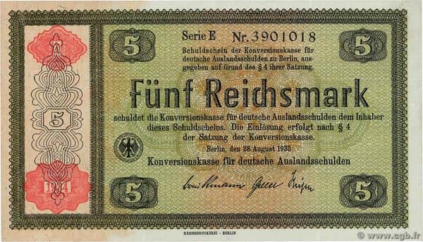 5 Reichsmark Konversionskasse from Germany-Empire