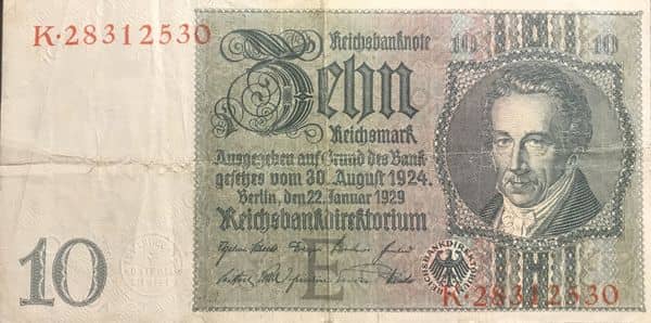 10 Reichsmark Reichsbanknote from Germany-Empire