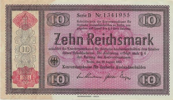 10 Reichsmark Konversionskasse from Germany-Empire