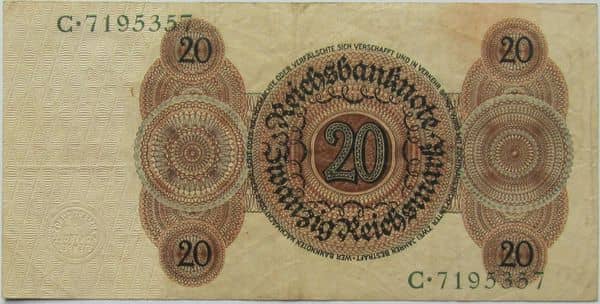 20 Reichsmark Reichsbanknote from Germany-Empire