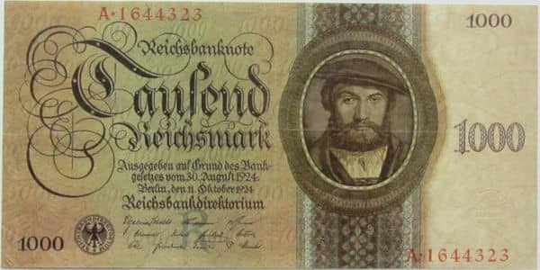 1000 Reichsmark Reichsbanknote from Germany-Empire