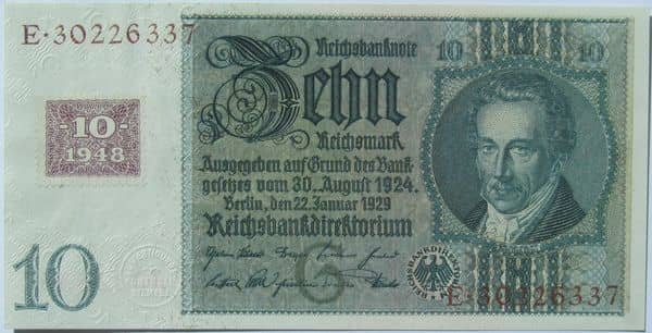 10 Deutsche Mark from Germany-Democratic Republic