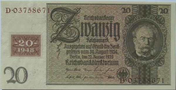 20 Deutsche Mark from Germany-Democratic Republic