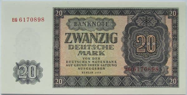 20 Deutsche Mark from Germany-Democratic Republic