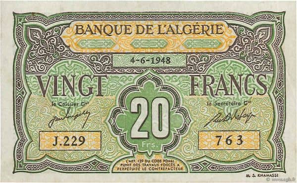 20 Francs from Algeria