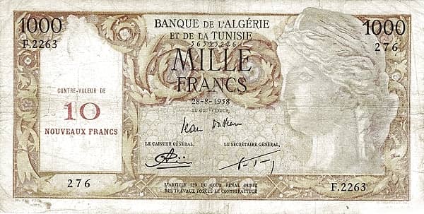 10 Nouveaux Francs from Algeria