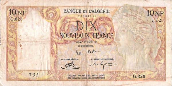 10 Nouveaux Francs from Algeria