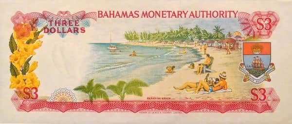 3 Dollars Elizabeth II from Bahamas