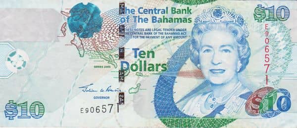 10 Dollars Elizabeth II from Bahamas