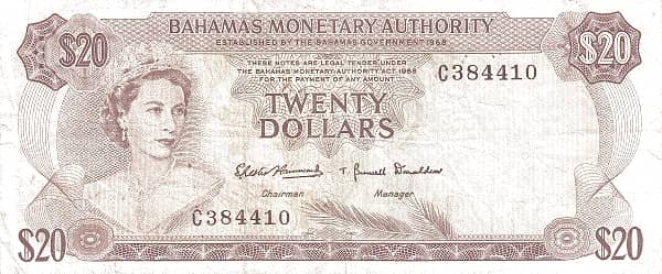 20 Dollars Elizabeth II from Bahamas