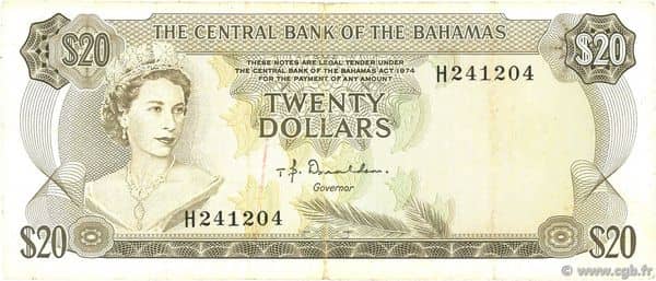 20 Dollars Elizabeth II from Bahamas