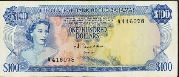 100 Dollars Elizabeth II from Bahamas