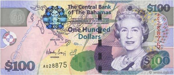 100 Dollars Elizabeth II from Bahamas